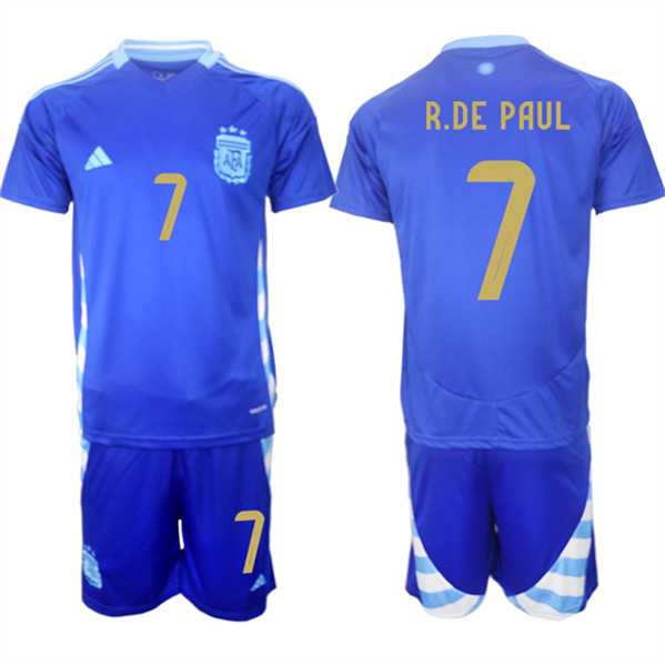 Men's Argentina #7 Rodrigo Javier De Paul Blue 2024-25 Away SoccerJersey Suit,We sell and wholesale Men's Argentina #7 Rodrigo Javier De Paul Blue 2024-25 Away SoccerJersey Suit on line form chian!